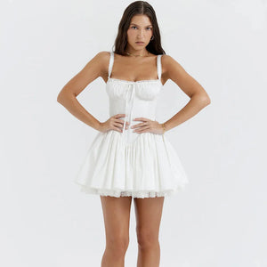 Lace Ruffled Corset Mini Dress