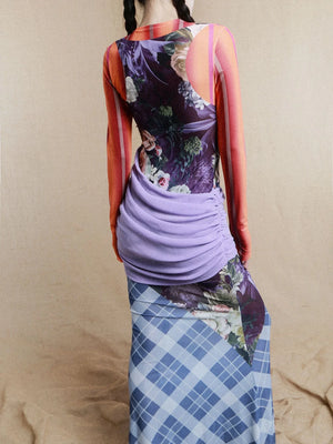 Mesh Patchwork Maxi Dress