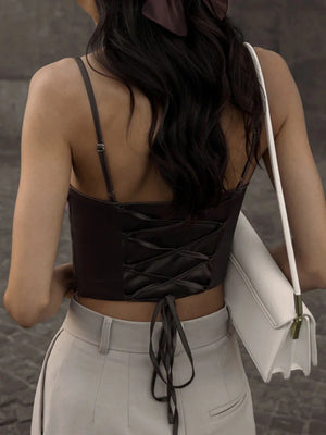 Satin Lace Up Corset Top