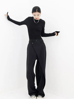 Wrap Front Wide Leg Pants