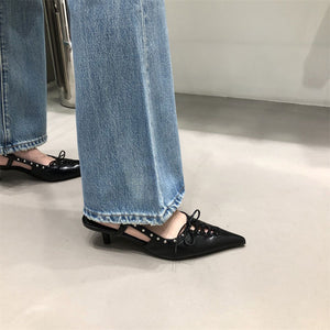 Old Money Aesthetic Lace Up Mules