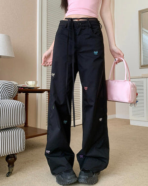 Coquette Aesthetic Bow Pants