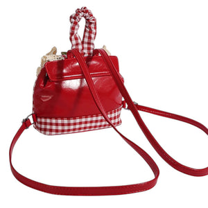 Cherry Embroidery Gingham Backpack
