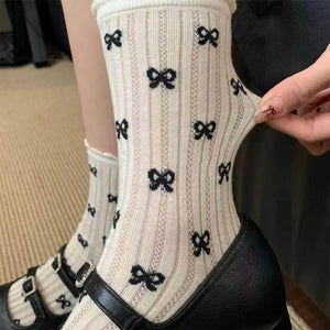 Coquette Aesthetic Bow Pattern Socks
