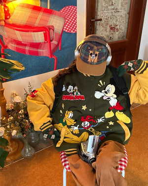 Cartoon College Style Bomber Jacket