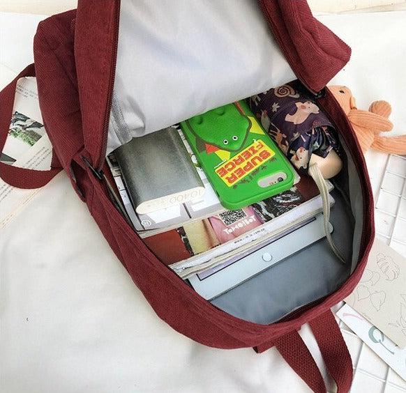 Bear Corduroy School Backpack