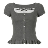 Coquette Aesthetic Rib Top