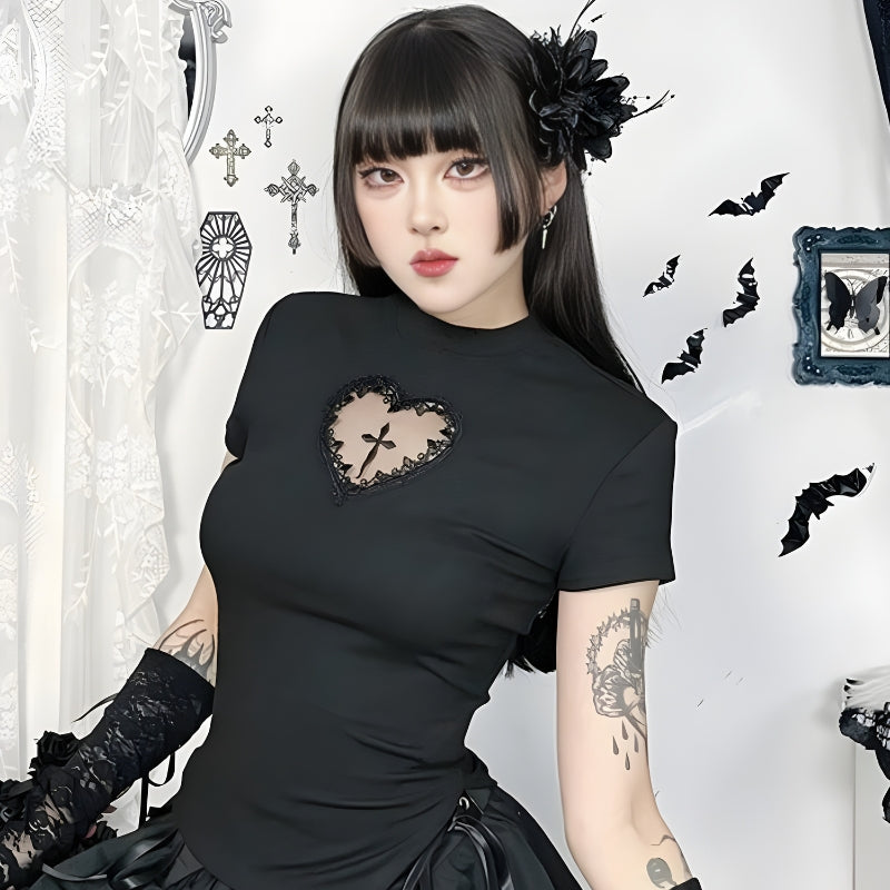 Goth Heart & Cross Top