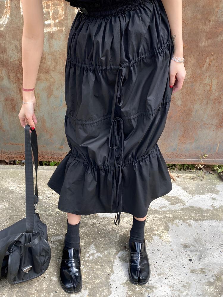 Grunge Ruched Midi Skirt