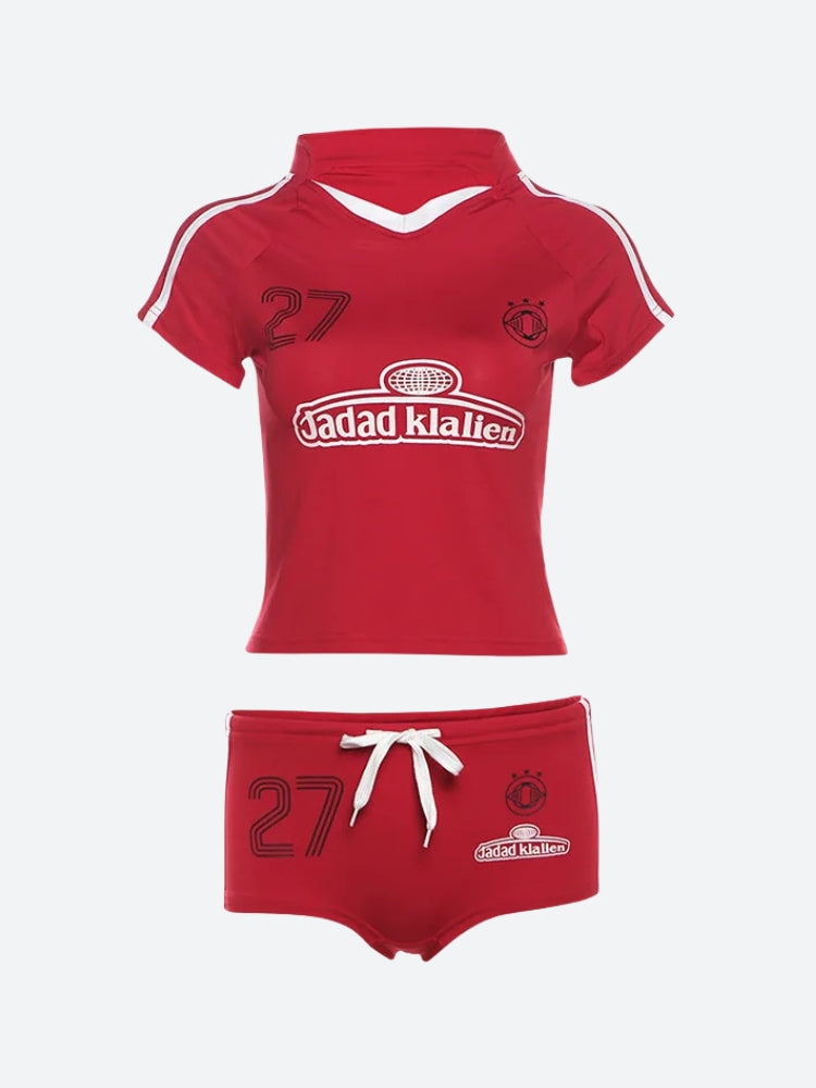 Jersey Top & Shorts Two Piece Set