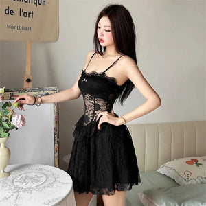 Lace Sheer Mini Dress