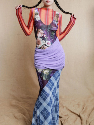 Mesh Patchwork Maxi Dress