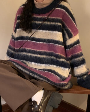 Blueberry & Cream Striped Sweater