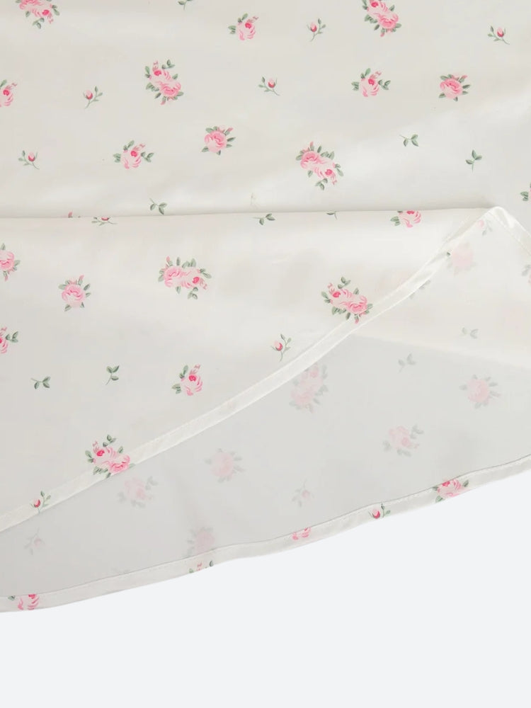 Soft Girl Floral Satin Midi Skirt