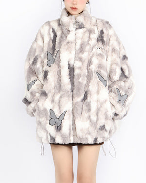Butterfly Aesthetic Oversized Fur Jacket