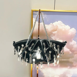 Weirdcore Zipper Charm Shoulder Bag