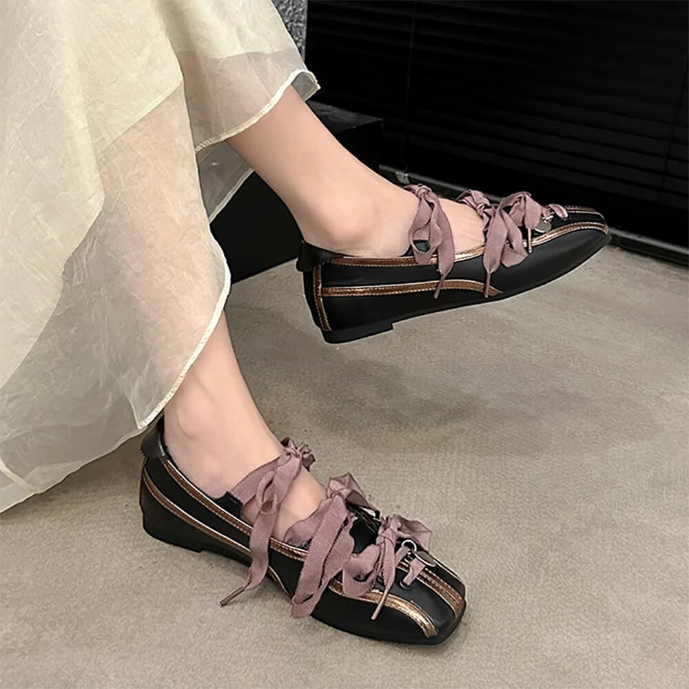 Balletcore Ribbon-Laced Flats