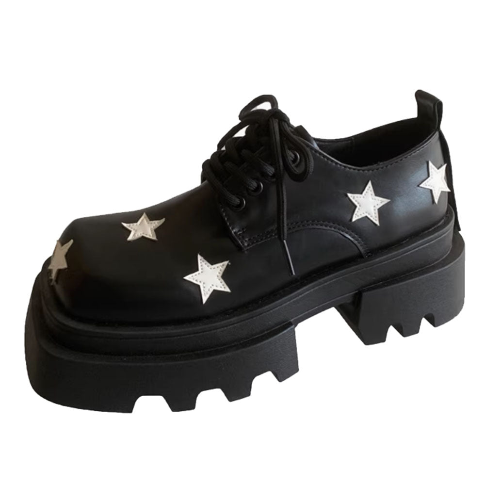 Black & White Star Platform Oxfords
