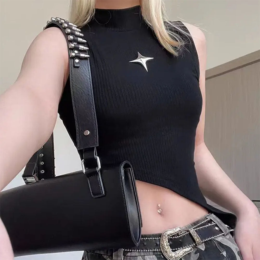 Stargirl Aesthetic Asymmetric Crop Top