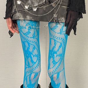 Lace Pattern Tights in Blue