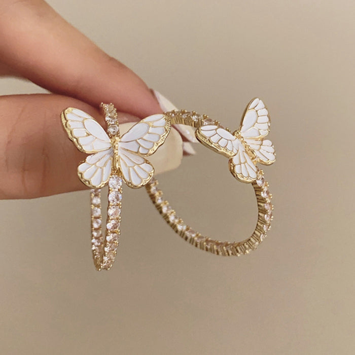 Butterfly Crystal Hoop Earrings
