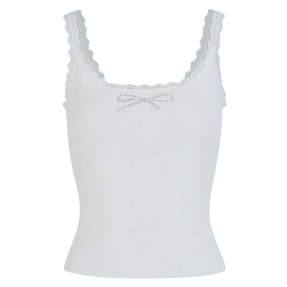 Coquette Rhinestone Bow Tank Top