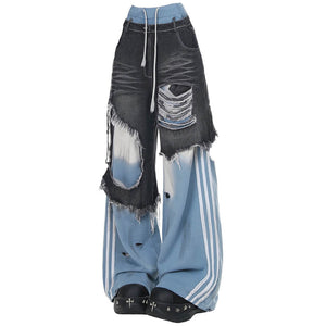 Distressed Double Effect Layered Jeans