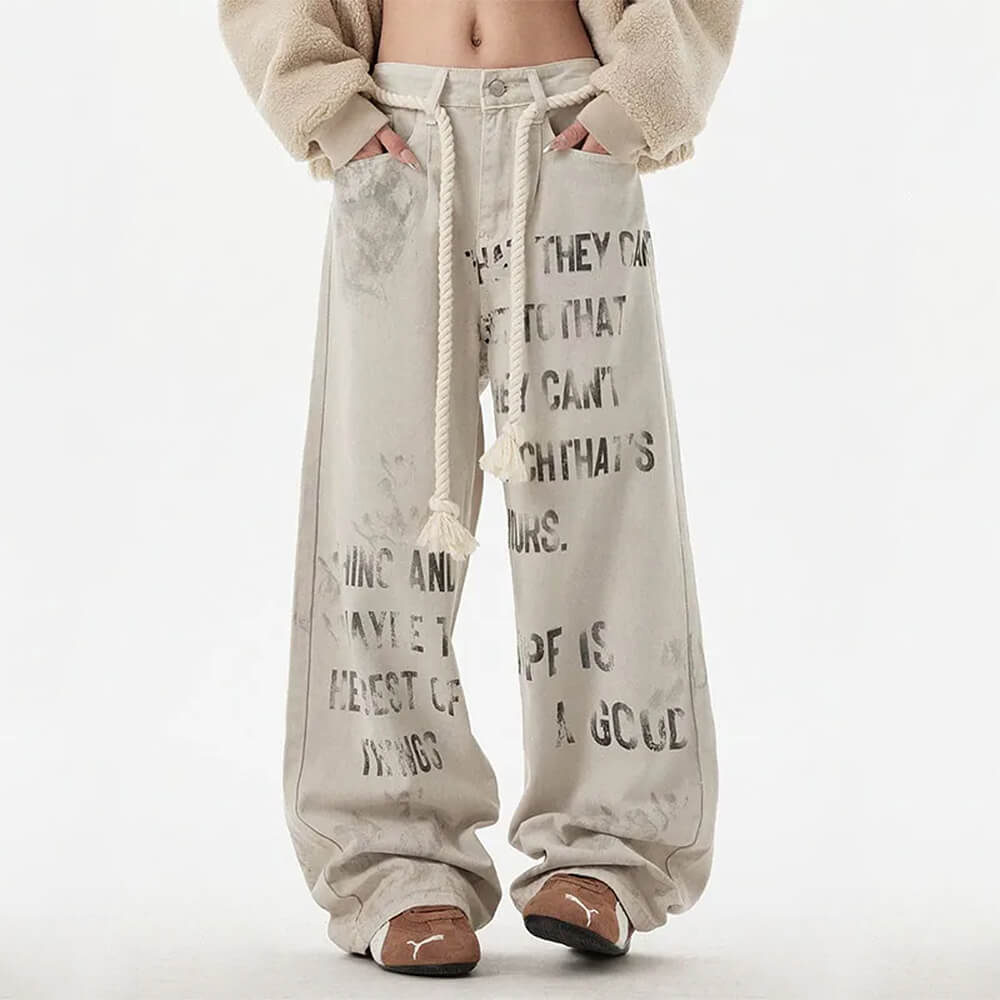 Downtown Girl Graffiti Denim Pants