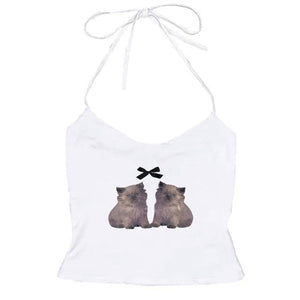 Coquette Kitten Y2K Halter Top