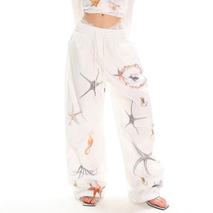 Mermaid Aesthetic Wide-Leg Trousers