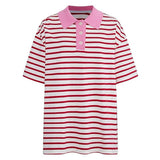 Pink Stripe Skater Polo Shirt