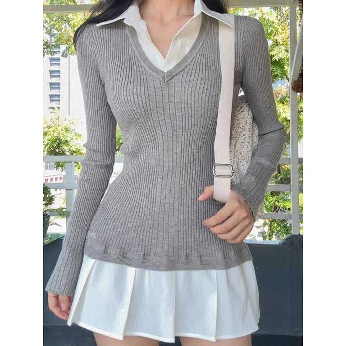 Preppy Style Pleated Knit Dress