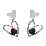 Red Stone Heart Earrings