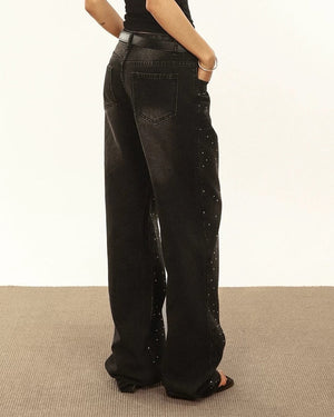 Midnight Rhinestone Baggy Jeans