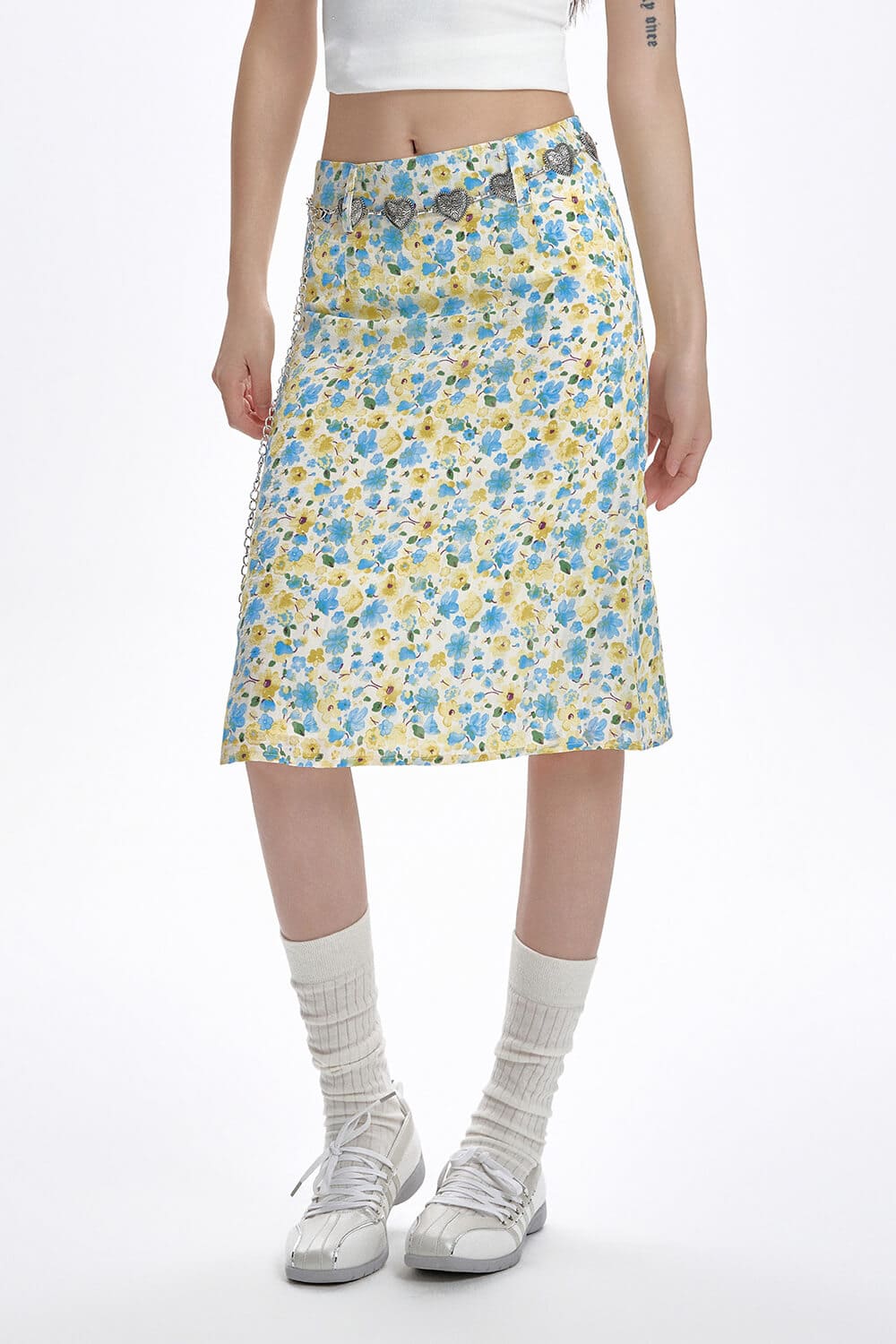Spring Garden Floral Print Skirt