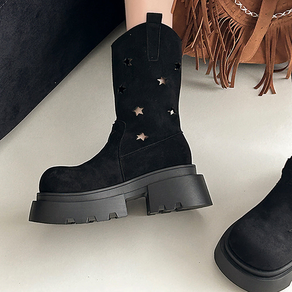 Star Cut-Out Platform Boots