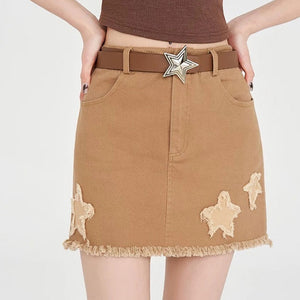 Star Patch Aesthetic Mini Skirt