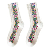 Vintage Embroidered Floral Socks