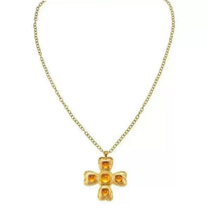 Vintage Golden Cross Pendant Necklace
