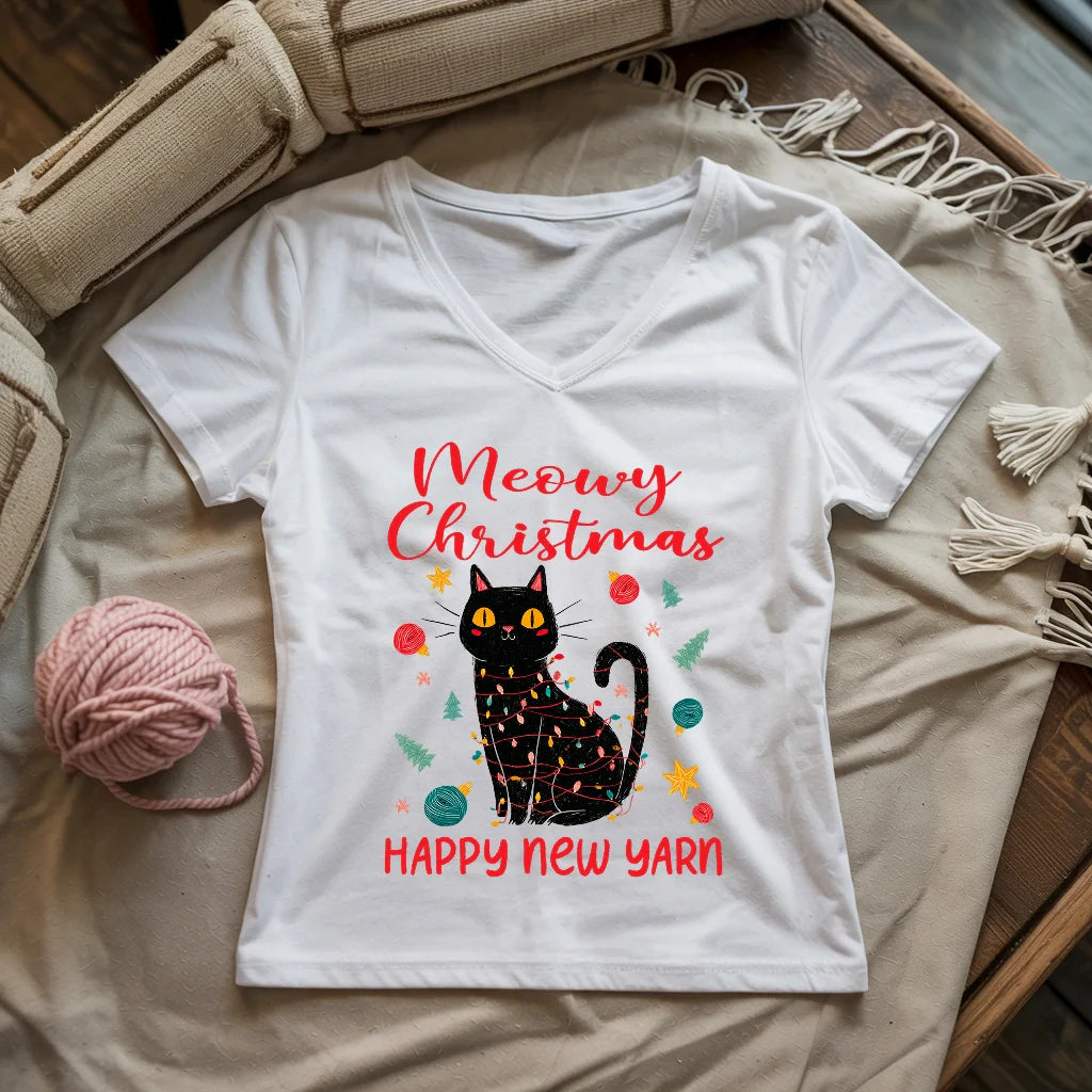 Meowy Christmas Lady V-neck