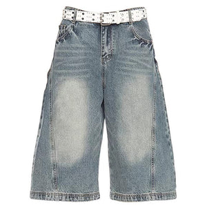 Wide Leg Vintage Wash Culotte Jeans