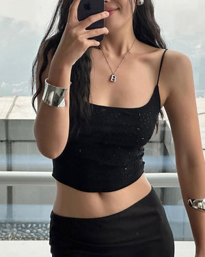 Popstar Personality Rhinestone Tank Top