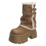 Y2K Fur Trim Chunky Platform Boots