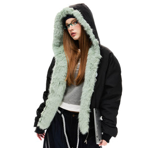 Y2K Mint Fur Parka